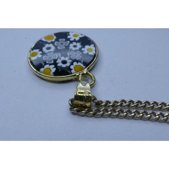 Signed AMV Italian Art Glass Flower Sterling Silver Pendant Necklace - Picture 3 of 8